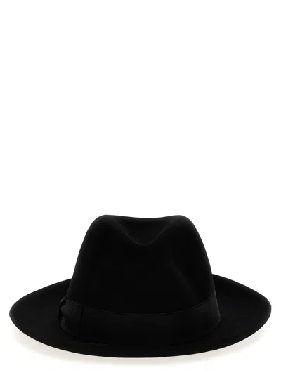 Borsalino Monica Folar Medium Brim In Black, Tonal Hat Band