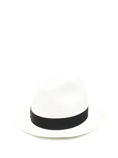 Borsalino Monica Ribbon-detail Straw Hat In White