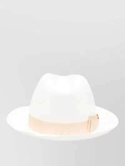 Borsalino Monica Straw Hat Grosgrain Ribbon Crown In Gray