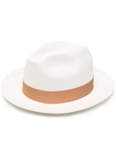 Borsalino Monica Straw Panama Hat In Marrón