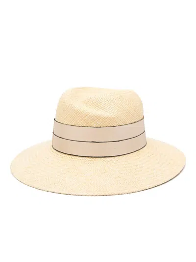 Borsalino Panama Interwoven Sun Hat In Nude & Neutrals