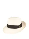 Borsalino Panama Hat Black Ribbon In White