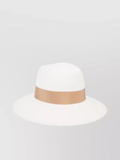 Borsalino Panama Hat With Bow Detail And Ribbon Band In White