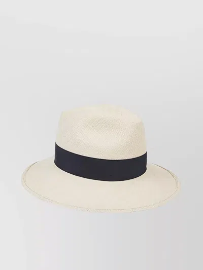 Borsalino Panama Hat With Bow Detail And Wide Brim