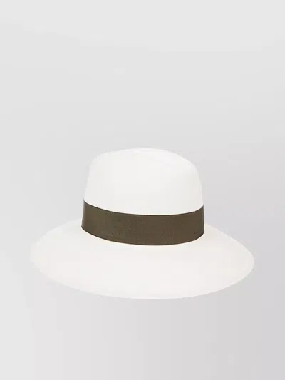 Borsalino Panama Hat With Bow Detail And Wide Brim In White