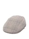 Borsalino Checked Wool Blend Cap With Curved Brim In Neutral