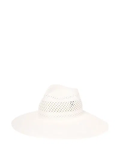 Borsalino Perforated Wide-brim Hat In White