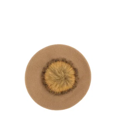 Borsalino Pom-pom Logo-plaque Beret In Brown