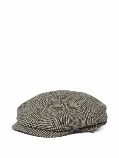 Borsalino Wool-cotton Prince Of Wales Check Cesare Baker Boy Cap In Multi