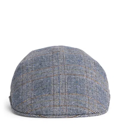 Borsalino Prince Of Wales Check Parigi Duckbill Flat Cap In Multi