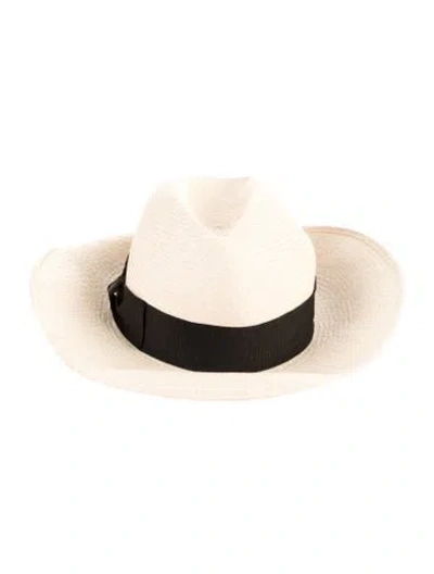 Pre-owned Borsalino Raffia Bucket Hat In Neutrals