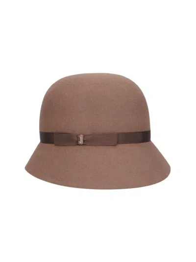 Borsalino Retro Brushed Felt Cloche Hat In Brown