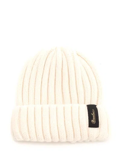 Borsalino Ribbed Cashmere Beanie In White