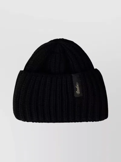 Borsalino Ribbed Texture Hat Folded Cuff In Black