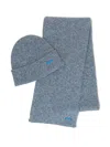 Borsalino Ribbed Wool Beanie Set In Blue