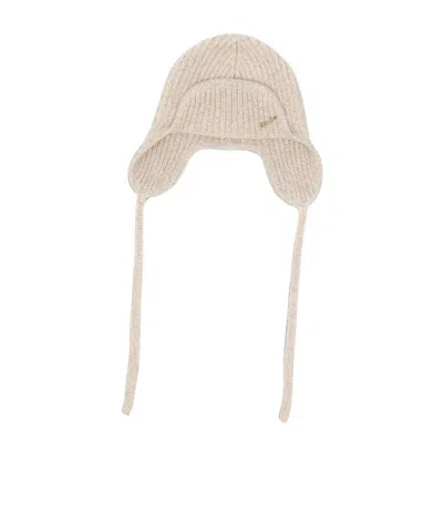 Borsalino Ribbed-knit Aviator Hat With Ear Flaps In Neutral