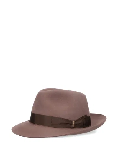 Borsalino Ribbon-detailed Felt Hat In Brown