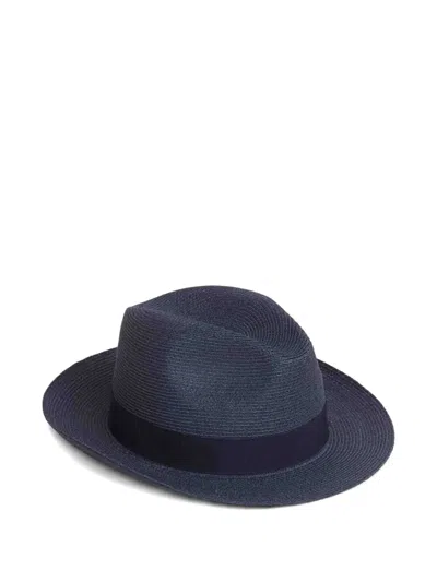 Borsalino Ribbon Hemp Hat In Blue