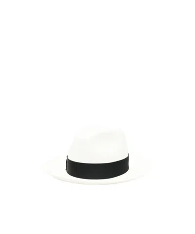 Borsalino Ribbon Straw Hat In Gray
