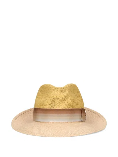 Borsalino Ribbon Trim Hat In Neutral