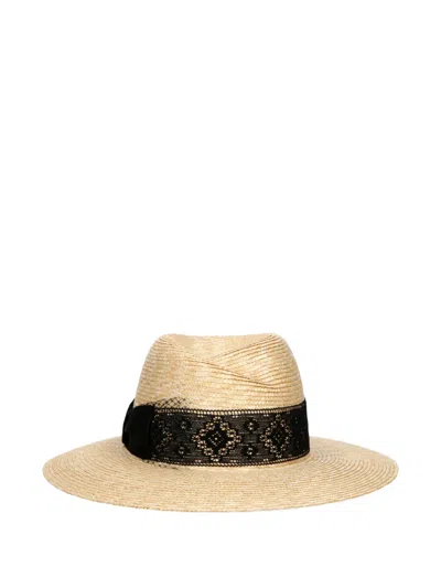 Borsalino Romy Lace-trim Hat In Brown