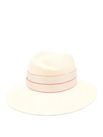 Borsalino Ribbon-band Straw Hat In Beige