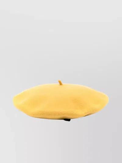 Borsalino Round Flat Crown Wool Hat With Small Stem In Yellow