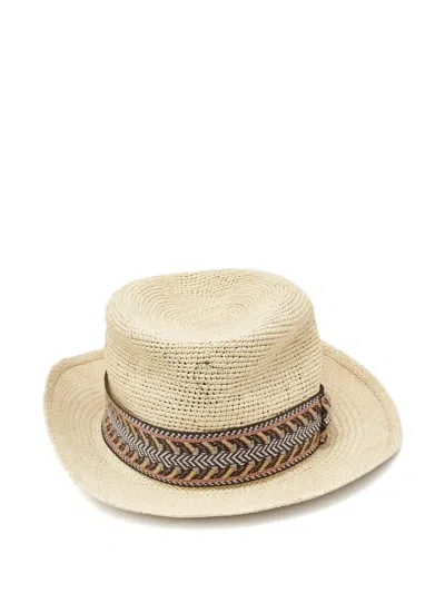 Pre-owned Borsalino Semi-crochet Straw Hat In Neutrals