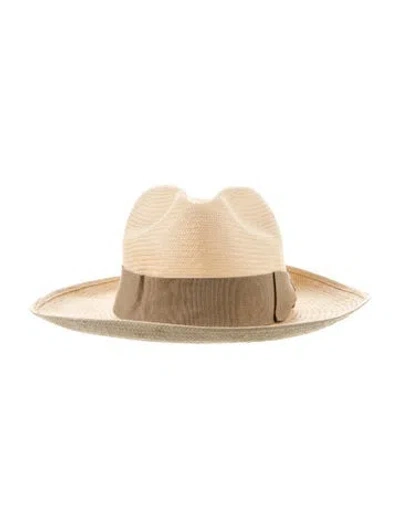 Pre-owned Borsalino Solid Straw Hat In Neutrals