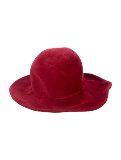 Pre-owned Borsalino Solid Velvet Fedora In Red