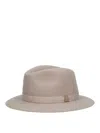 Borsalino Wide Brim Hat Grosgrain Ribbon In Neutral