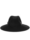 Borsalino Sophie Wide Brim Hat With Ribbon Detail In Black
