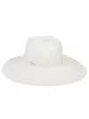 Borsalino Wide Brim Straw Hat With Ribbon Detail In White