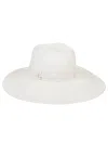 Borsalino Wide Brim Straw Hat With Ribbon Detail In White