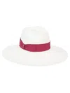 Borsalino Sophie Wide Brim Straw Hat In Red