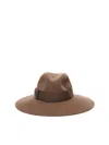 Borsalino Sophie Bow Ribbon Wide Brim Hat In Brown