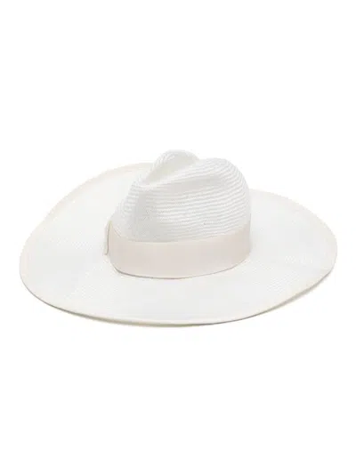 Borsalino Sophie Parasisol Straw Hat In White