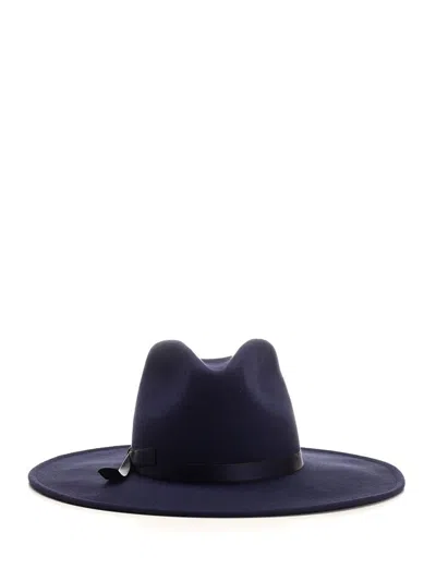 Borsalino Sophie Wide Brim Fedora Hat In Blue