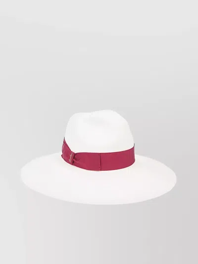 Borsalino Sophie Wide Brim Straw Hat In Red