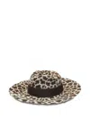 Borsalino Wide Brim Leopard Print Hat Ribbon Band In Animal Print