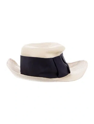 Pre-owned Borsalino Staw Beach Hat In Neutral