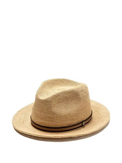 Borsalino Straw-band Fedora Hat In Neutral