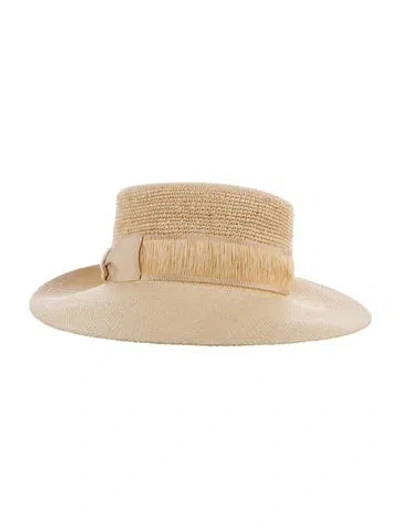 Pre-owned Borsalino Straw Boater Hat In Neutrals
