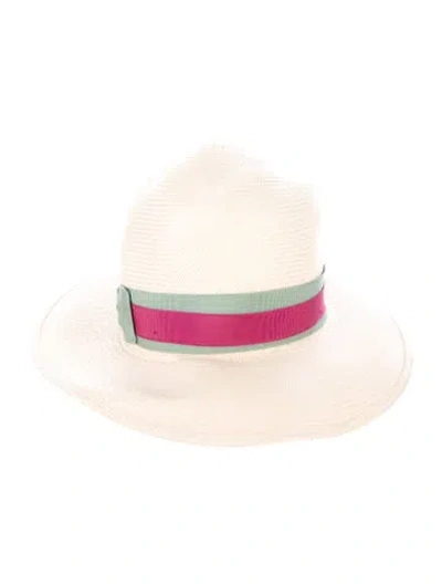 Pre-owned Borsalino Straw Bow Hat In Neutrals