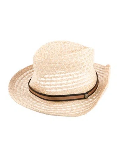 Pre-owned Borsalino Straw Fedora Hat In Brown