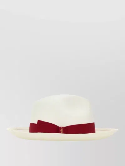 Borsalino Straw Fedora Hat In White