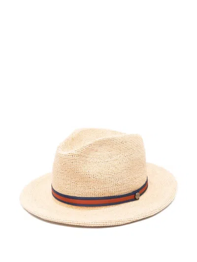 Borsalino Straw Hat Ribbon Trim In Neutral