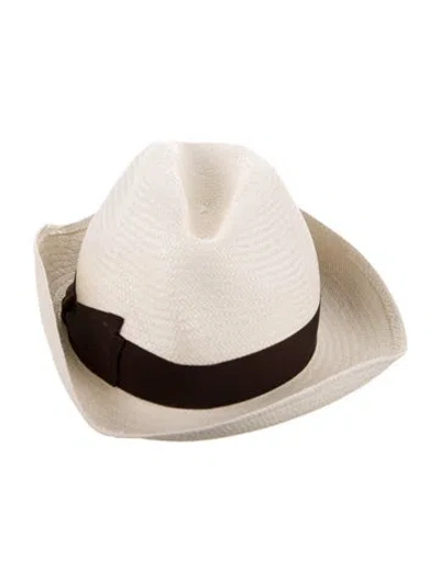Pre-owned Borsalino Straw Hat In White