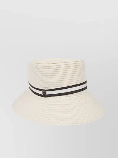 Borsalino Striped Band Ribbon Detail Wide Brim Hat