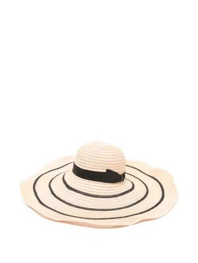 Borsalino Striped Ribbon Hat In Neutral
